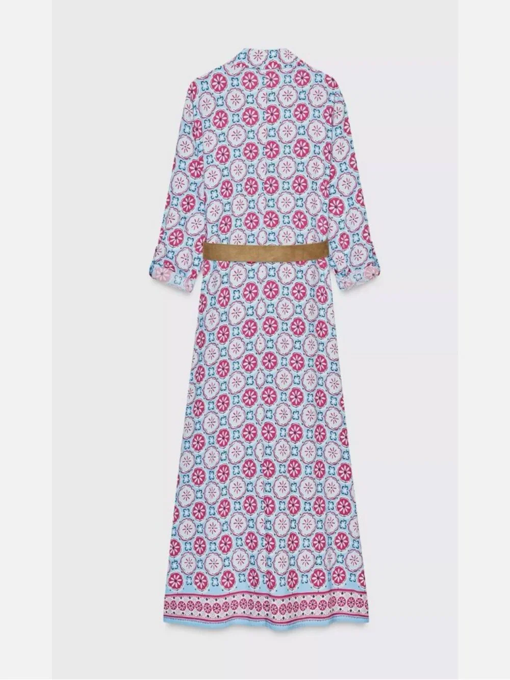 Zara Printed Belted Midi Dress